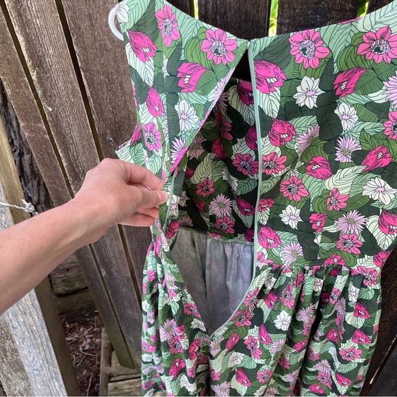 Collectif Candice Palm Blush Floral Swing Dress In Sz L/10 - Picture 7 of 12